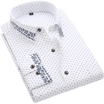 Wiaofellas Men's Long Sleeve Printed Casual Shirt Fashion Trun-down Collar Wedding Party Shirts Soft Hawaiian Holiday Summer Shirt